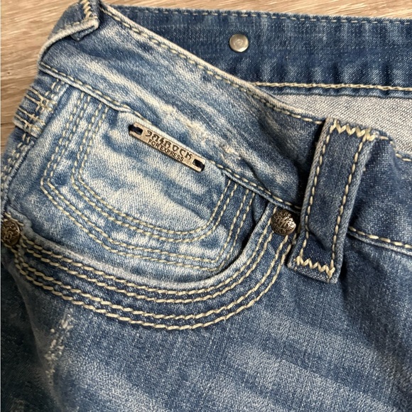 Express Rerock Barely Bootcut Denim Jeans size 12s - Picture 5 of 10